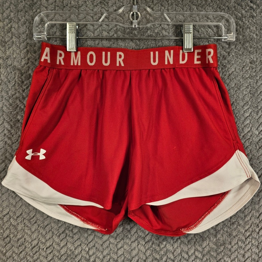 Under Armour Womens Red HeatGear Play Up Athletic‎ Running Shorts XS Loose Fit